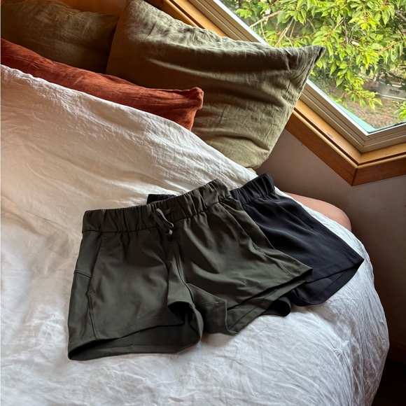 Lululemon Athletica Set of Black and Olive Green Shorts - Picture 1 of 5